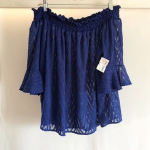 NWT Maitai Off Shoulder Blue Blouse